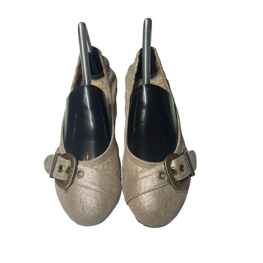 Miz Mooz Women's Gold Buckled Ballet Flats Sz 8